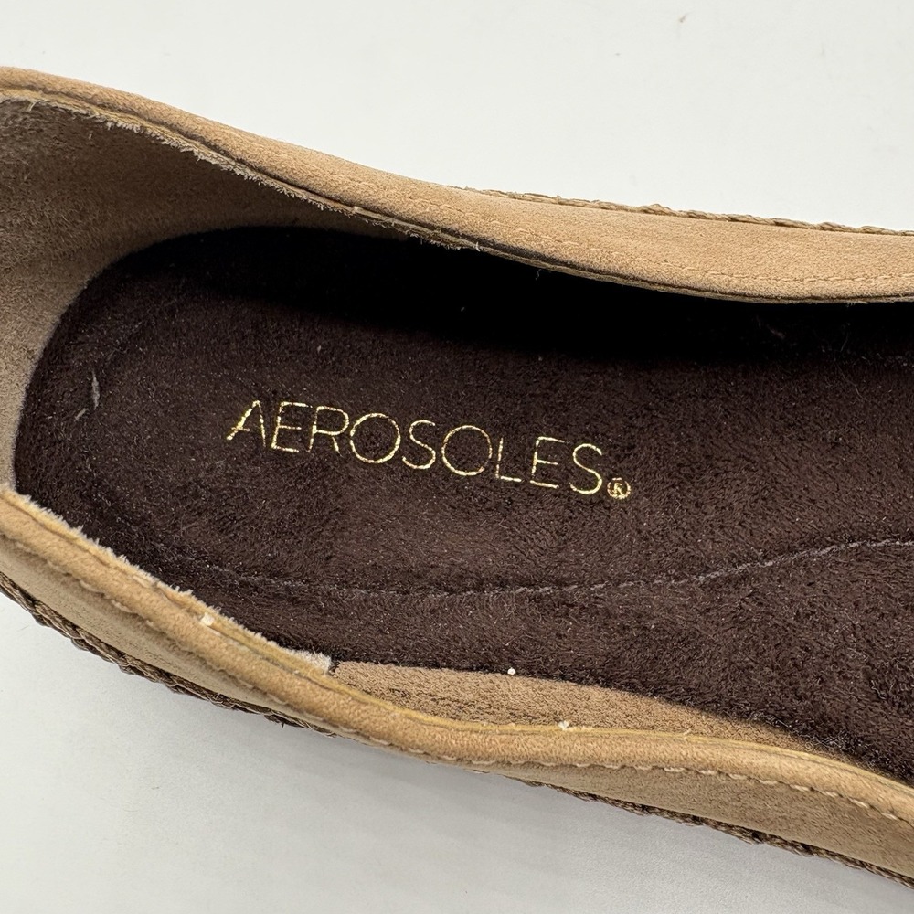 AEROSOLES Ivory Tree Loafers Women's Size 8 Tan Nubuck Leather Slip On Shoes - Picture 3 of 10